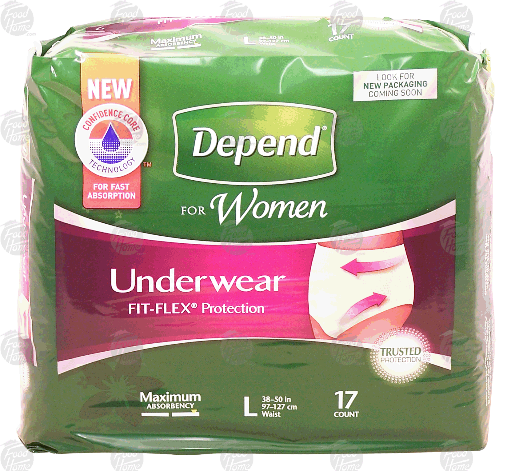 Depend For Women underwear, fit-flex protection, large 38-50 in waist, maximum absorbency Full-Size Picture